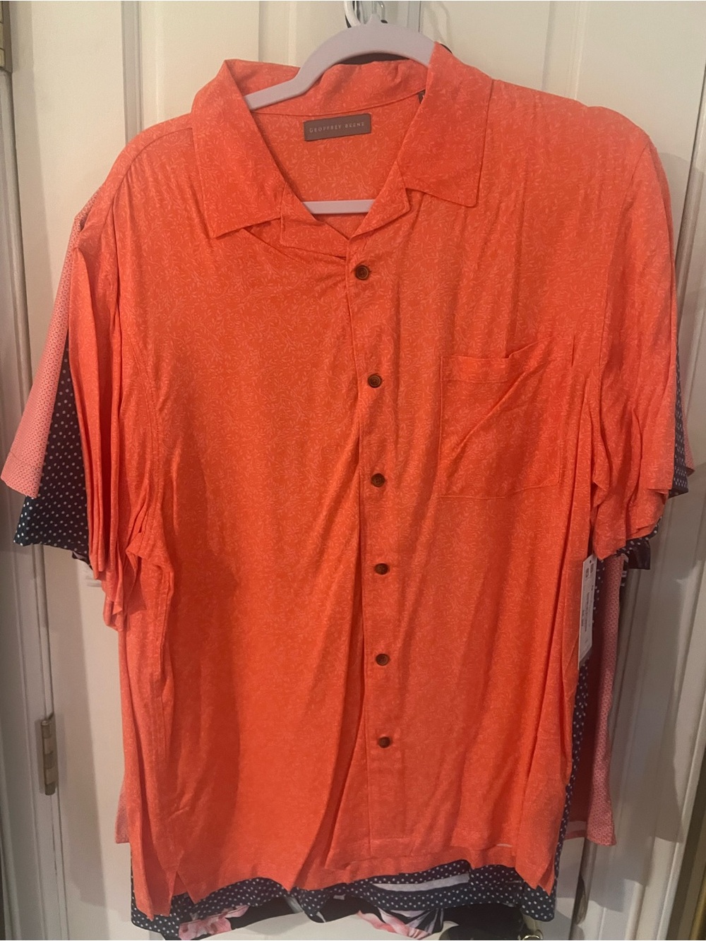 Geoffrey Beene Bright Orange Short-Sleeve Button-Down Shirt